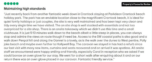 TripAdvisor review of Crantock Beach Holiday Park