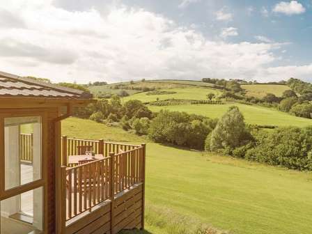 Lodge overlooking countryside at Devon Hills Holiday Park