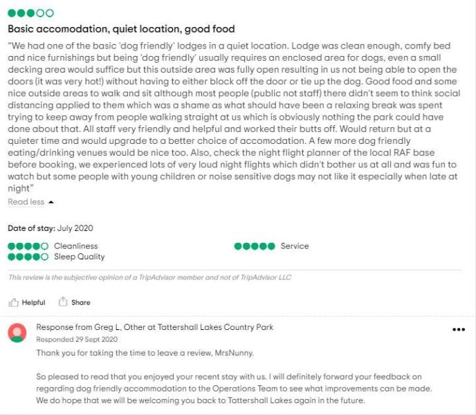 Three star review of Tattershall Lakes country park