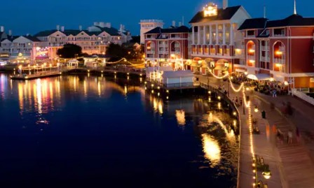 Disney's BoardWalk Inn at night