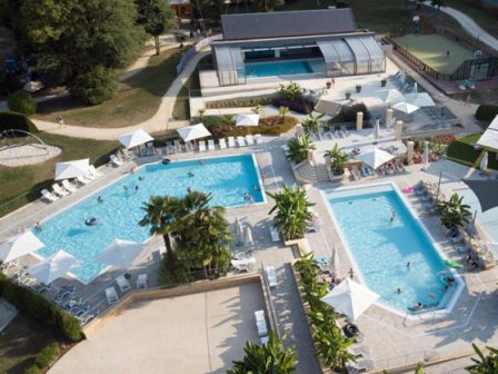 Two swimming pools at Le Paradis Campsite in Dordogne