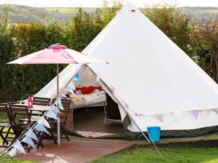 Bell tent at Whitecliff Bay Isle of Wight