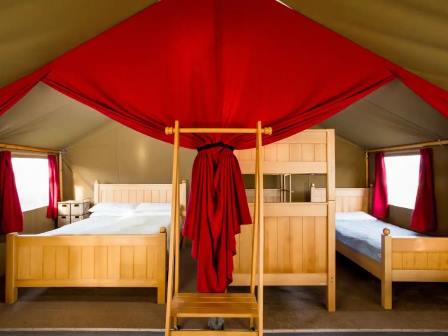 Sleeping area at a Haven safari tent
