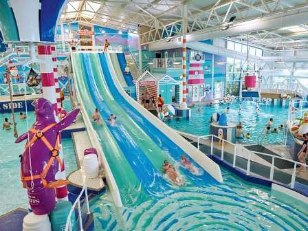 Slides and swimming at Hafan y Mor Holiday Park