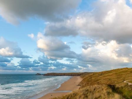 View of the beach at Perran Sands in Cornwall