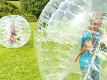 Zorbing at Trelawne Manor Holiday Park in Cornwall
